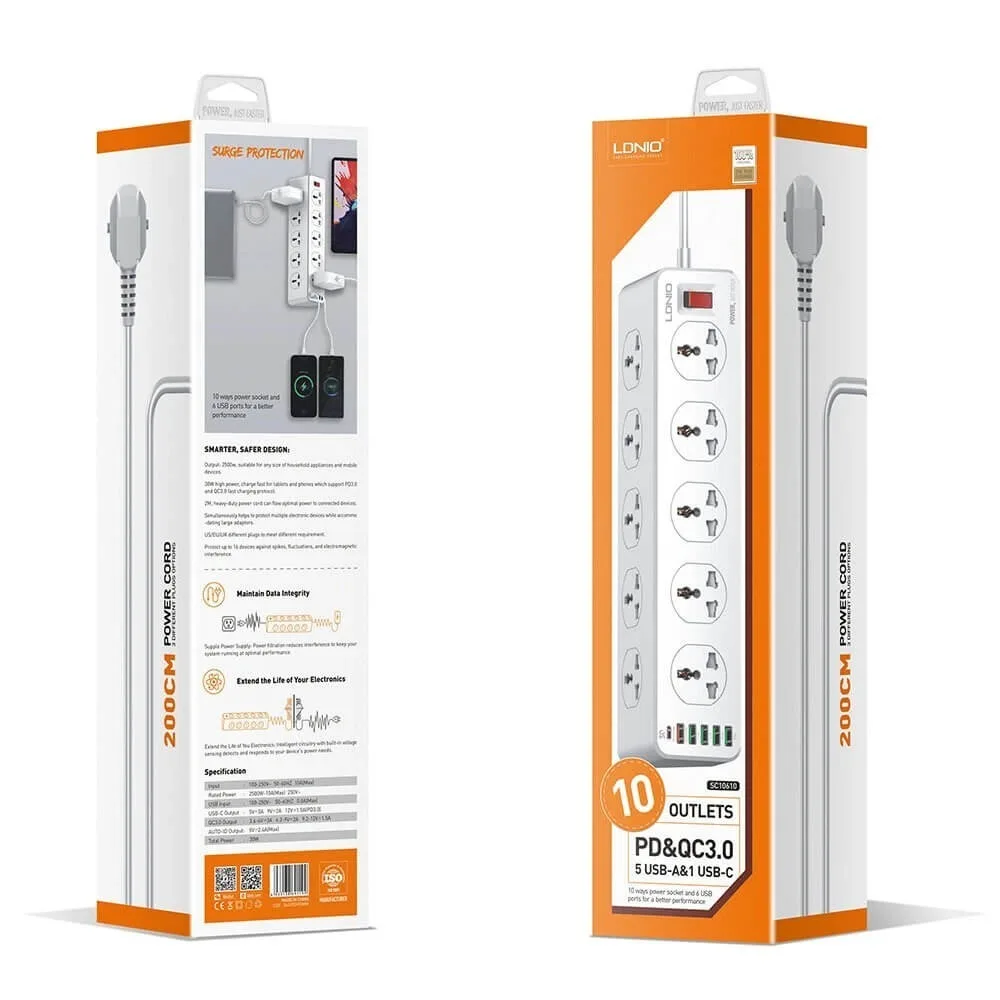 LDNIO SC10610 30W 10-Port USB Charger Power Strip thumb 7