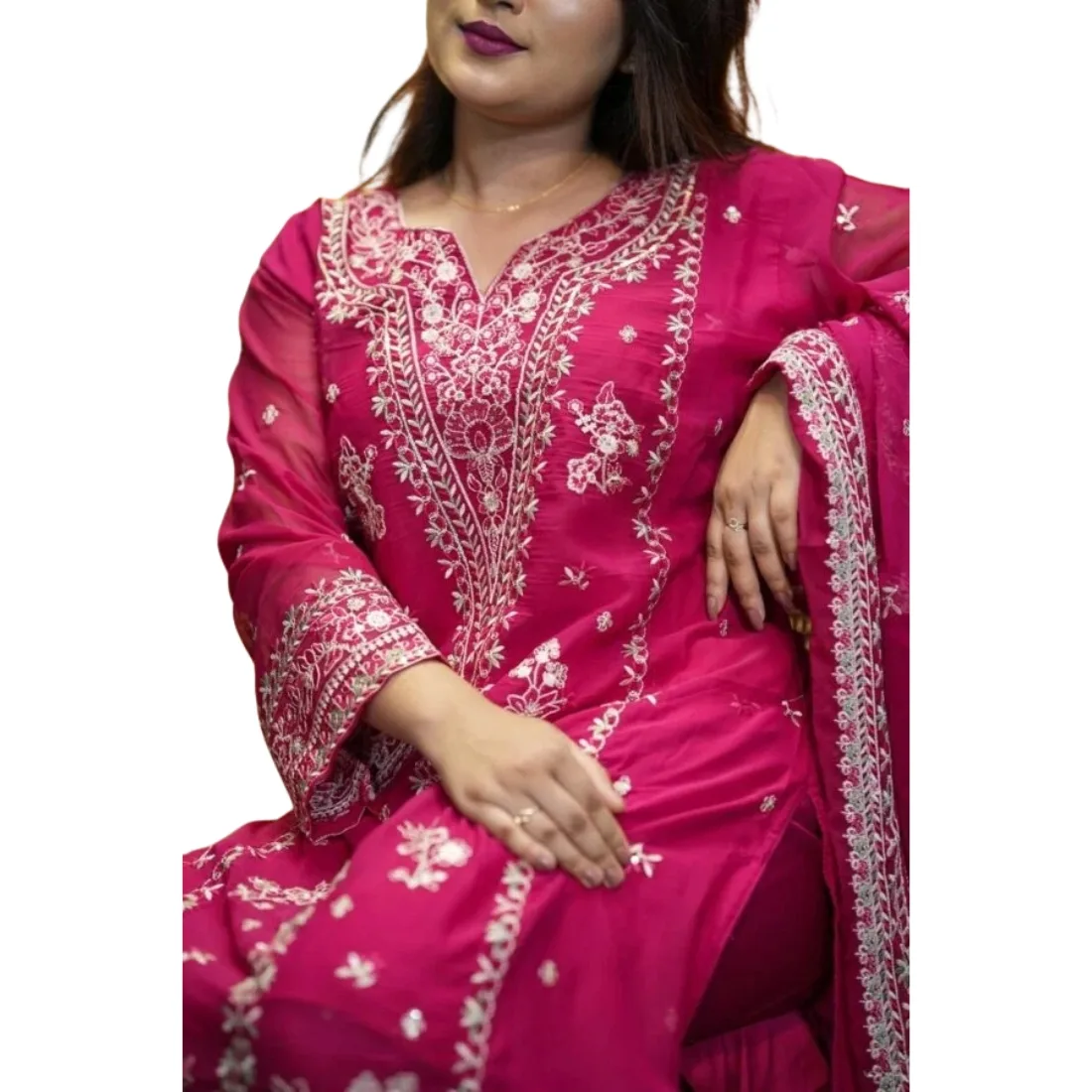 Georgette Embroidered Three Piece Set for Women