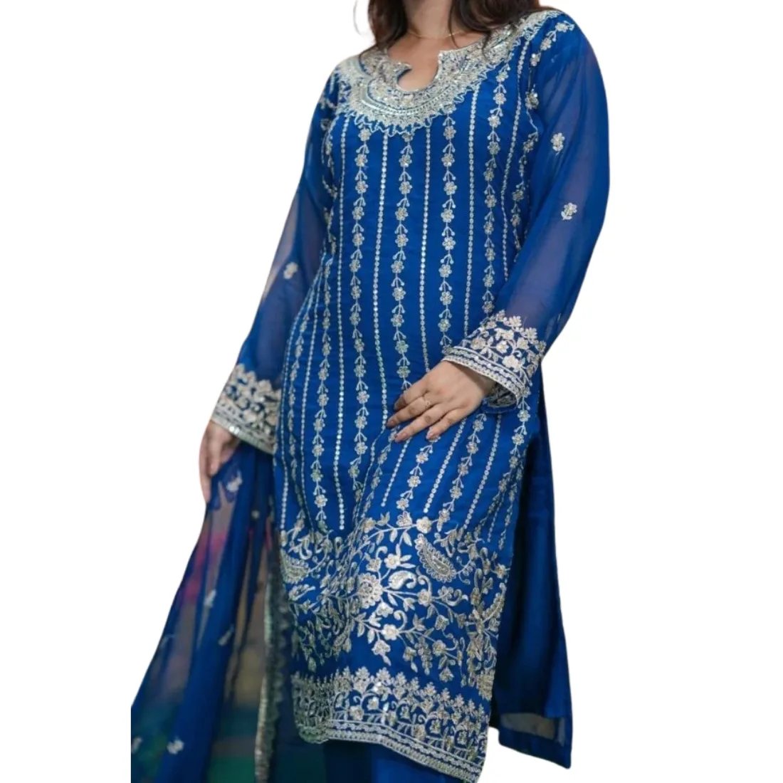 Georgette Embroidered Three Piece Set for Women | Festive Party Wear Dress thumb 5