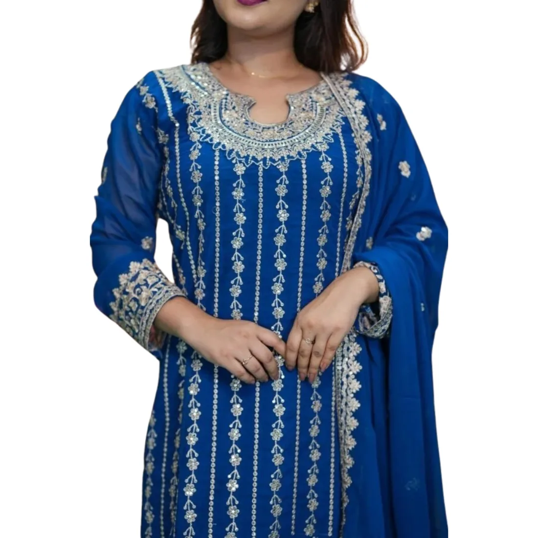 Georgette Embroidered Three Piece Set for Women | Festive Party Wear Dress thumb 3