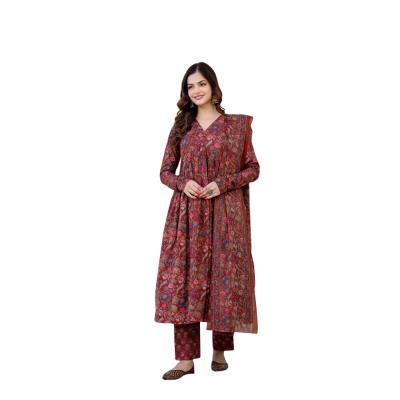 Ruhani Anarkali Suit Set with Mul Cotton Dupatta