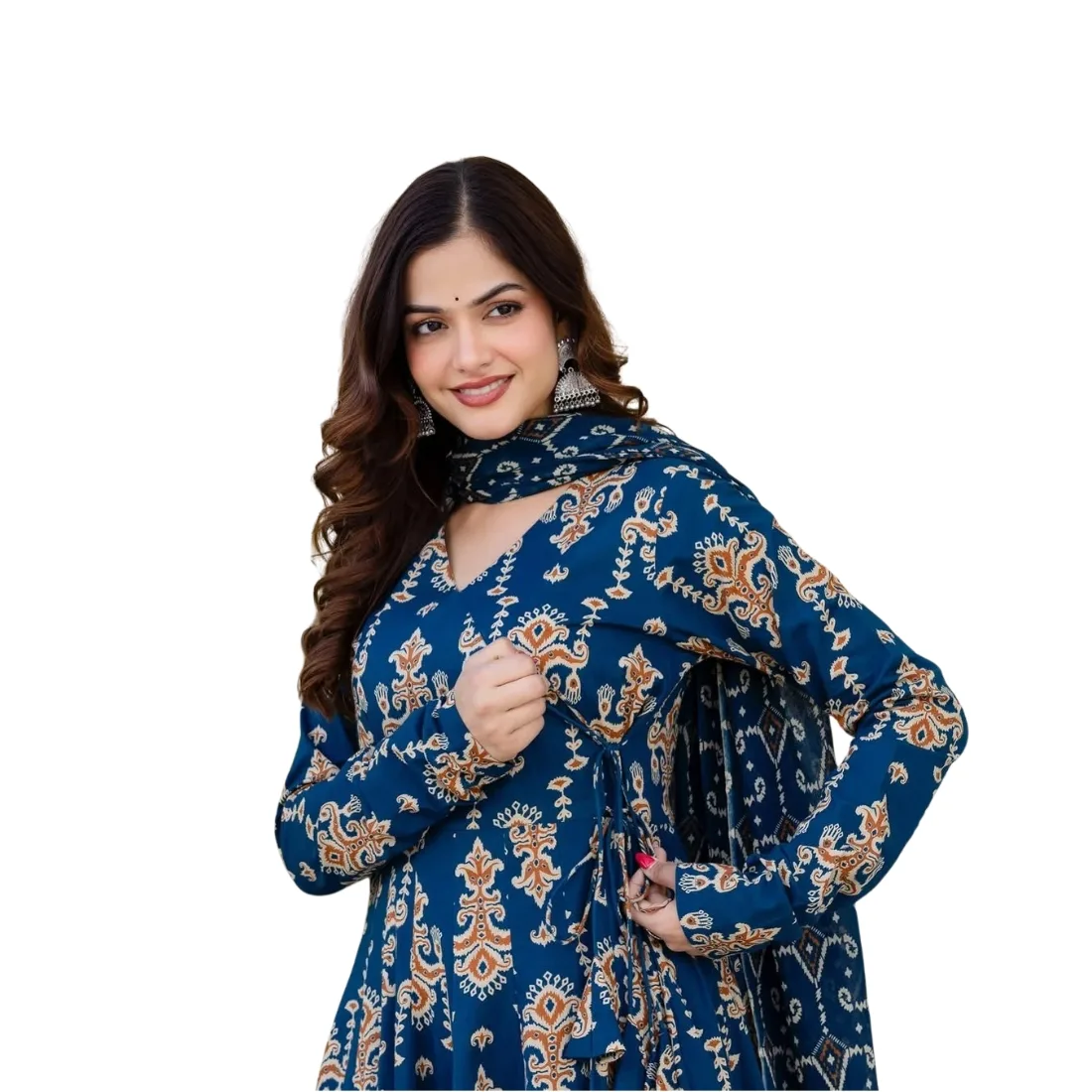 Ruhani Anarkali Suit Set with Mul Cotton Dupatta thumb 7