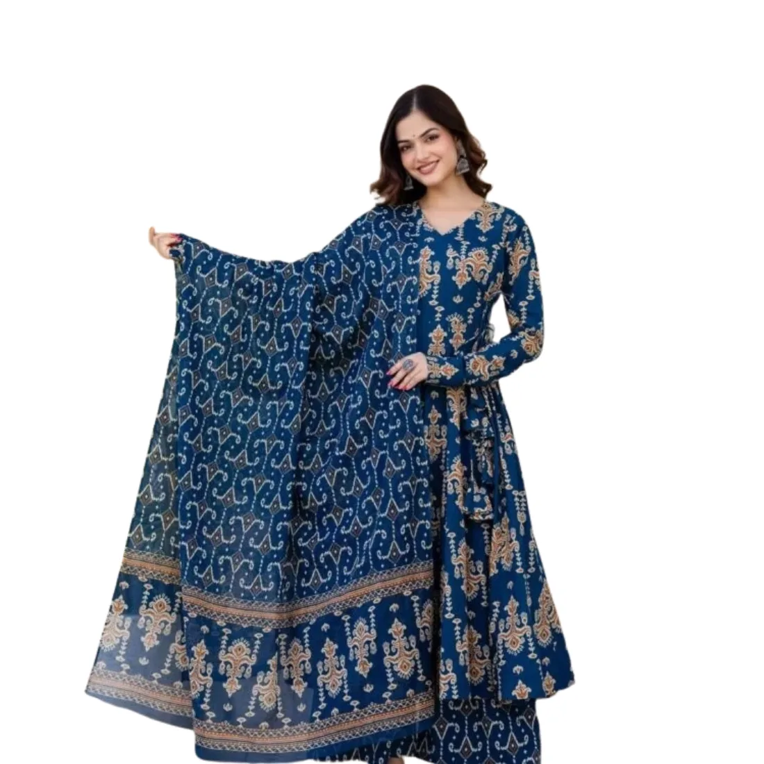 Ruhani Anarkali Suit Set with Mul Cotton Dupatta thumb 12