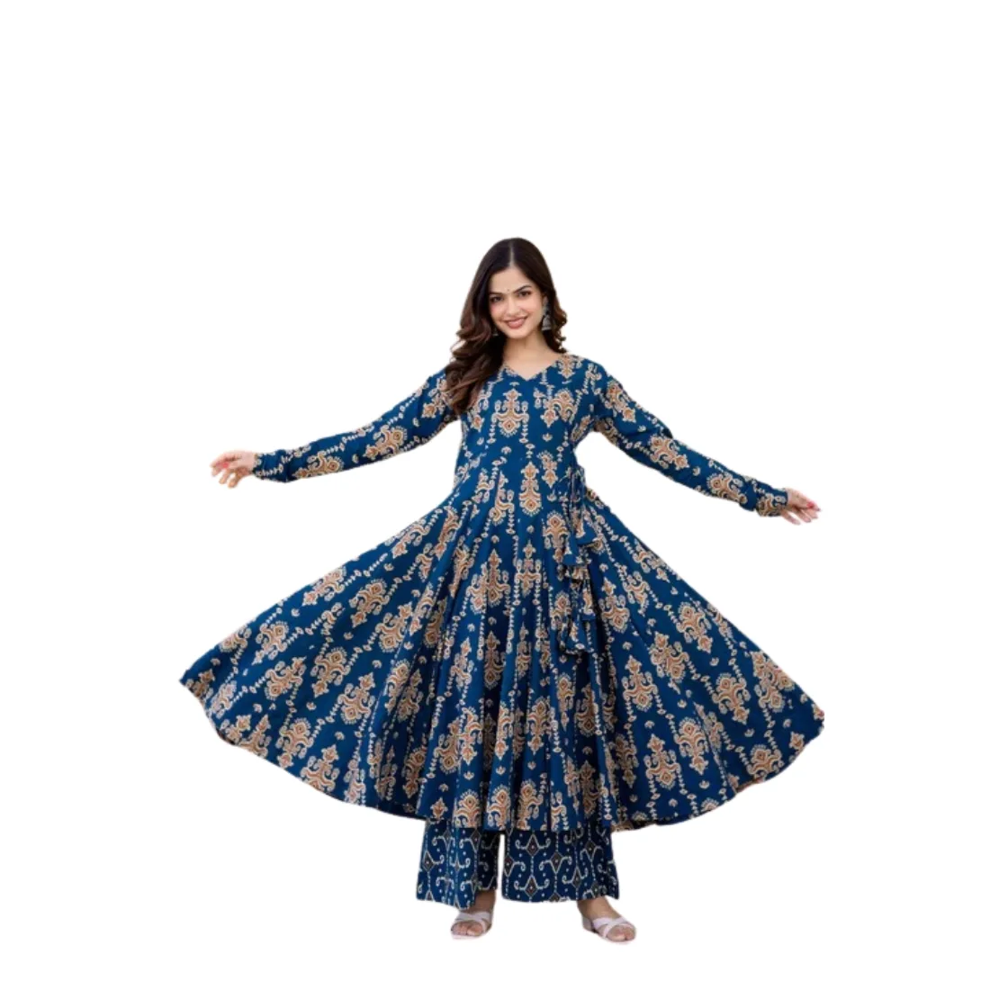 Ruhani Anarkali Suit Set with Mul Cotton Dupatta thumb 11
