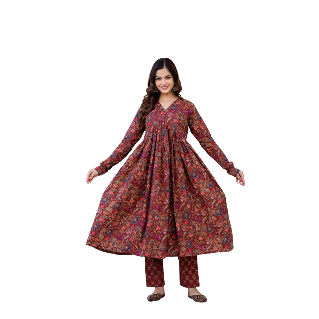Ruhani Anarkali Suit Set with Mul Cotton Dupatta thumb 3