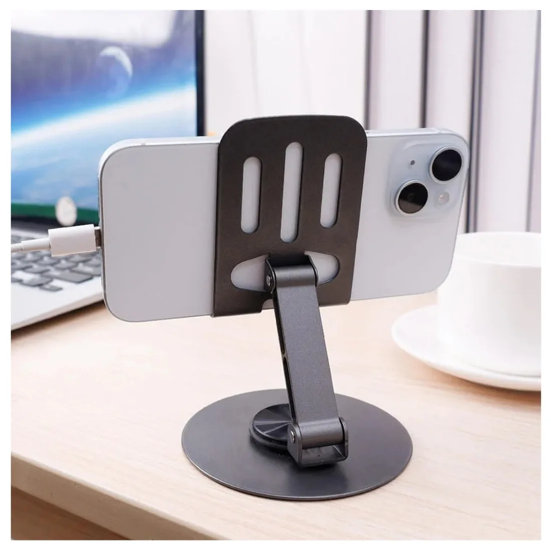 Multifunctional Foldable Metal Mobile Phone Holder Adjustable Phone Stand thumb 2