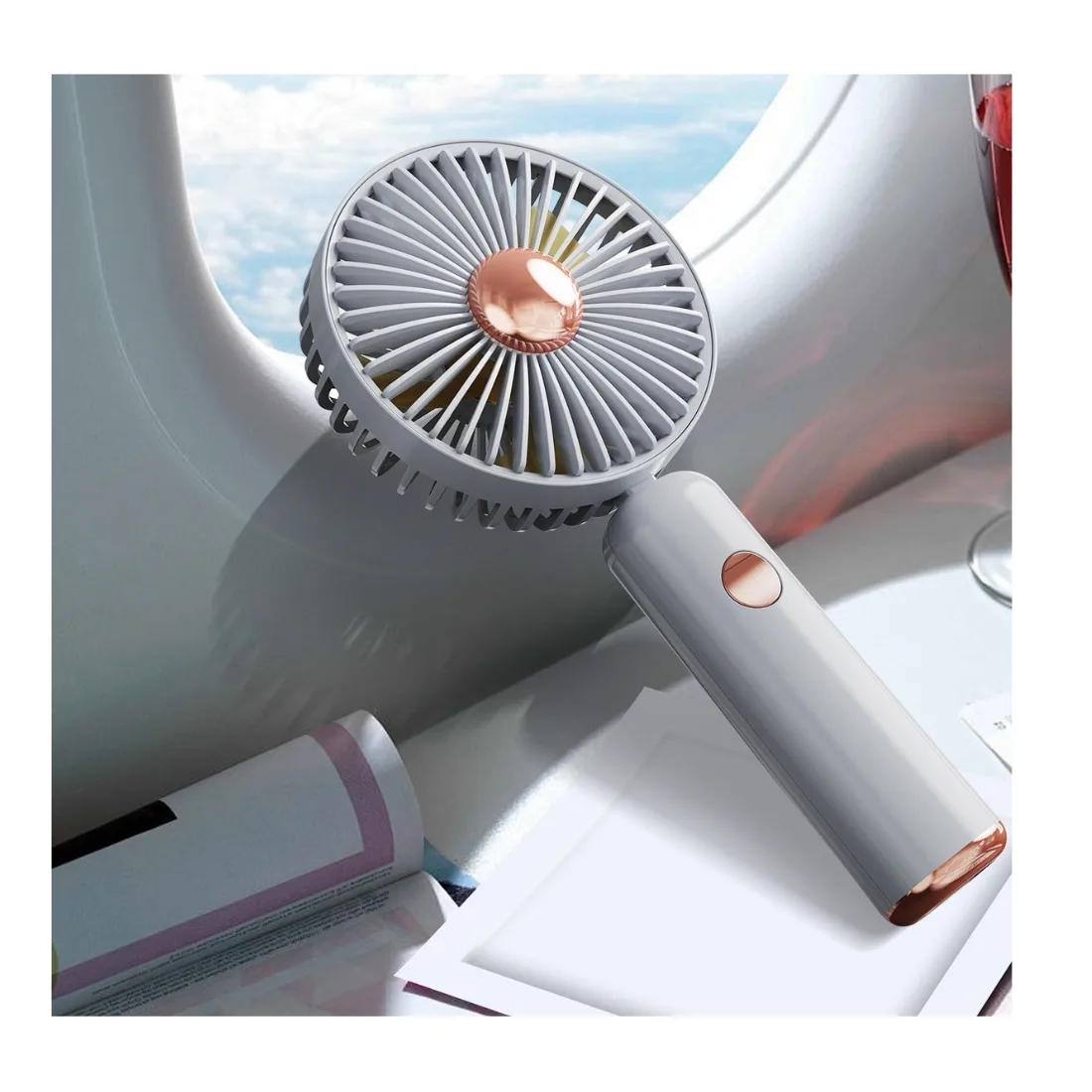 Mini Hand  Electric Travel Fan with Phone Stand thumb 2