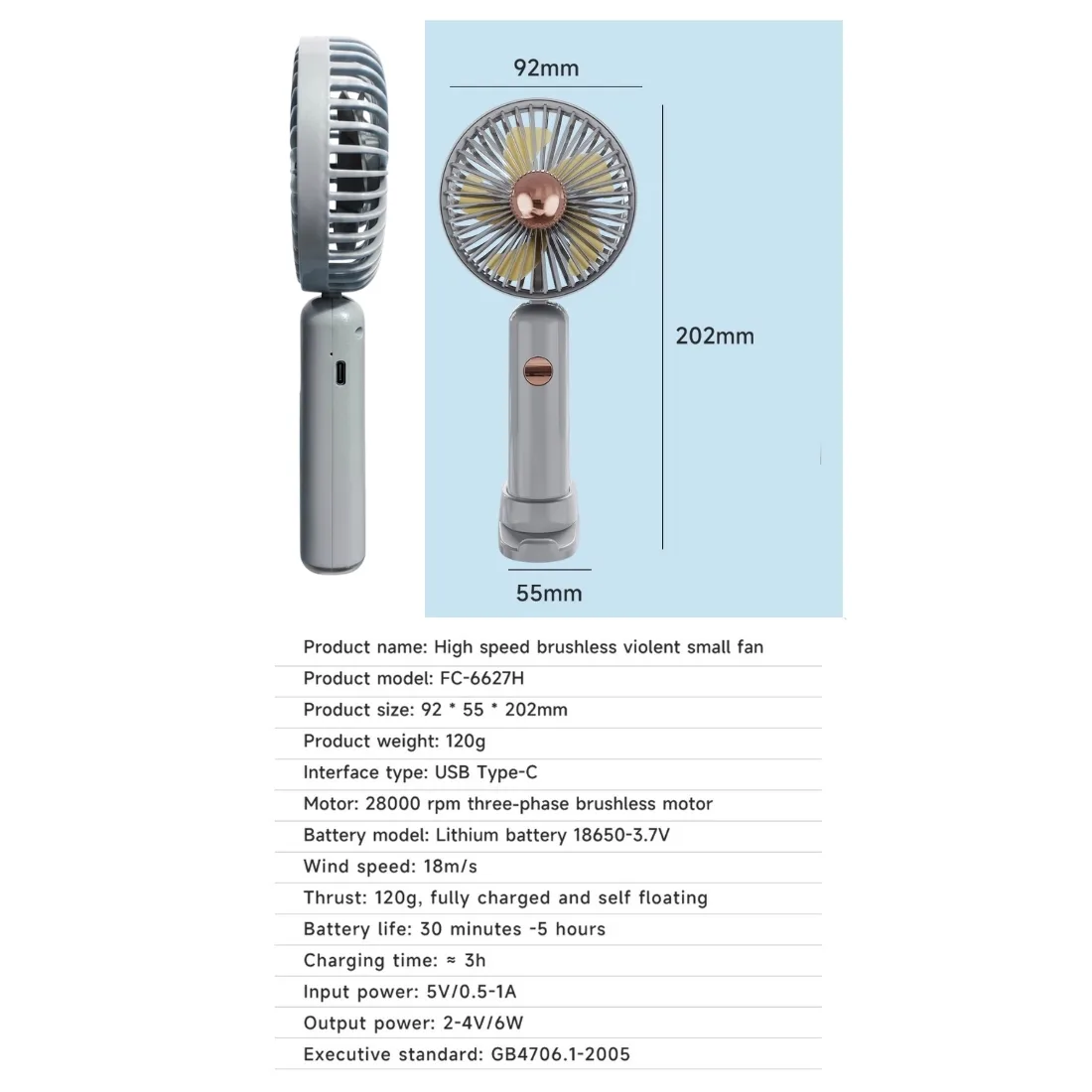 Mini Hand  Electric Travel Fan with Phone Stand thumb 5