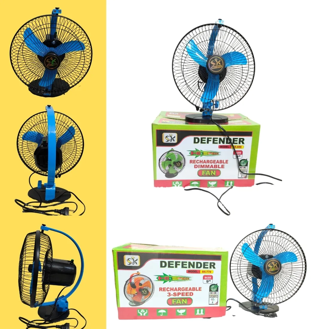 High Speed A.C.  D.C. 9 inch High-Speed Rechargeable Table Fan thumb 4