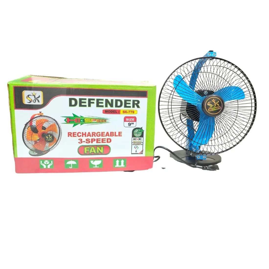 High Speed A.C.  D.C. 9 inch High-Speed Rechargeable Table Fan thumb 3
